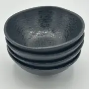 Gibson Home Yoko Round bowls Melamine Dinnerware Set in Black Lot Of 4