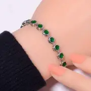Tsavorite 925 Sterling Silver Tennis Bracelet 7.99" B_9733_689_26 Valentine Gift