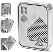 Metal Poker Fidget Slider, EDC Adult Fidget Toys to Relieve Pressure Stress Anxiety Office Desk Toy Gifts ADHD Push Card (A, Silver)