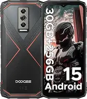 DOOGEE Blade10 Pro(2025) Android 15 Rugged Phone,10.7mm Ultra-Thin,30GB+256GB/TF 2TB,6.56”HD+90Hz Rugged Smartphone,5150mAh,50MP+8MP Camera,NFC/Widevine L1/Face ID/IP68/IP69K/3 Card Slot(Red)