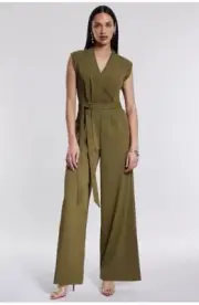 Bcbg New York Women's Wide-Leg Tie-Waist Jumpsuit Size 12