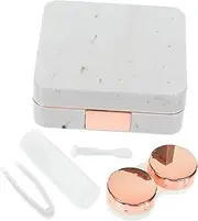 [ORFOFE] 1set Decorative Marble Pattern Case Kit with Mirror Portable Travel Holder for Lenses Sighted