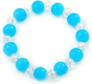 [Avalaya] Light Blue/Transparent Round Glass Bead Stretch Bracelet - up to 18cm Length