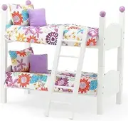 Emily Rose 14 Inch Doll 2 Single Stackable 14" Doll Beds | Improved Design! | Doll Bunk Bed, Includes 2 Sets of Colorful 4 Piece Doll Bedding Sets & Ladder | Fits 14" Wellie Wishers and Glitter Girl