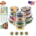 Stackable 12 Pack Borosilicate Glass Meal Prep Containers - Airtight & Durable