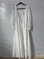 Lulus Bridal Robe White Long Sleeve Button Detail Get Ready Pictures Full Length