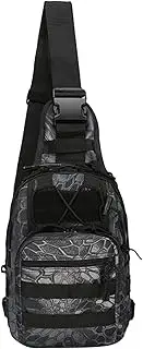 [Krujecnt] Sling Bag,Waterproof Snake Pattern Camping Bag - Lightweight Camping Supplies, Portable Chest Pack for Daily Use, Adventure