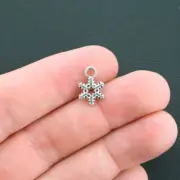 BULK 75 Snowflake Charms Antique Silver Tone 2 Sided - SC4183