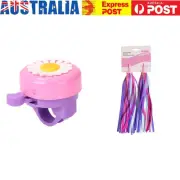 Kids Bicycle Bell Handlebars Road MTB Bike Daisy Ring Alarm (Pink+Purple)