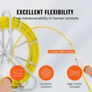 Fiberglass Fish Tape 129m 635mm Cable Puller Duct Rodder Wire Fishing Tool with