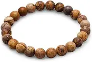 [JewelryWeb] 8.5mm Picture Jasper Bead Stretch Bracelet-Stretch-Bracelet for Women