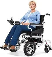 Foldable Electric Wheelchairs for Adults，Portable All Terrain Lightweight Wheelchairs，Powerful Dual Motor Motorized Power Wheelchairs,Travel Size Foldable Power Wheelchair-12 mi Cruise Range