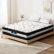 Giselle Bedding Queen Mattress Bed Foam Mattresses 30cm Thickness, with 5-Zone Pocket Spring System and Breathable Euro Top, 5Yrs Warranty, Medium Firm, White with Vacuum Packed