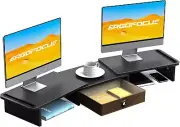 Dual Monitor Stand Riser with Drawer-Adjustable Length and Angle, Monitor Stand