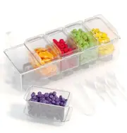 Ice Chilled Condiment Caddy with 5 Containers(2.5 Cup), Condiment Serving Tray