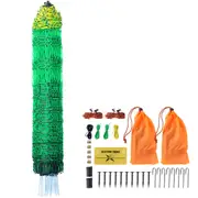 Electric Fence Netting, 1.06 x 49.98 m, PE Net Fencing with Posts & Double-Spiked Stakes, Utility Portable Mesh for Goats, Sheep, Lambs, Deer, Hogs, Dogs, Used in Backyards, Farms, and