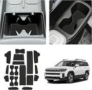 Center Console Liner Mat Fits 2024 2025 Hyundai Santa Fe SE/SEL/SEL Hybrid/XRT/Limited/Calligraphy Accessories Cup Holder Insert Center Console Shifter Liner Trim Door Pocket 18PCS, Black