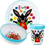 Bing 3pcs Reusable Bicolor Premium Kids Dinner Tableware Set Plate, Bowl & Tumbler, BPA Free