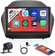 SIXWIN Android 13 Car Stereo for Hyundai Tucson IX35 2010-2015 Radio 10.1 inch Touch Screen Wireless CarPlay Android Auto Mirror Link 2G+32G Bluetooth FM 26UI WiFi EQ GPS Navigation Backup Camera MIC