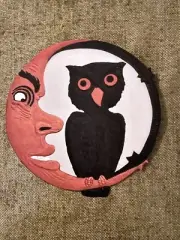 U Pick Vintage Inspired Hoot Owl on Man in Moon Halloween Cardstock Decoration