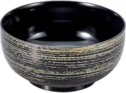 [A] 5 inch Hirahino Rice Bowl with Gold on Black | Soup Bowl [6.9 x 2.8 inches (15 x 7.2 cm) (860cc)]