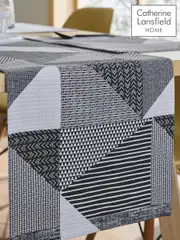 Catherine Lansfield Grey Larsson Geo 100% Cotton Table Runner (T37445) | $23