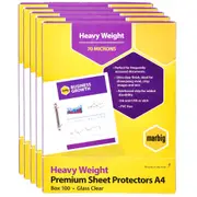 5x Marbig Sheet Protectors Heavyweight A4 Box 100 Bulk