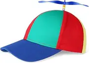 Propeller Hat, Adults Funny Helicopter Fisherman Hat with Propellers, Colorful Patchwork Rainbow Propeller Cap, Summer Sun Protection Sun Hat Propeller Outdoor Hat for Fancy Dress Party Gifts
