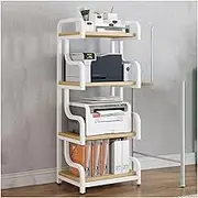 Printer Stand,Fax Machine Stand,4Tier Layers Storage Shelves,for Home Office Fax Machine Scanner Each Layer can Bear About 20kg(Brown)