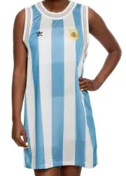 NWT ADIDAS Originals Argentina Striped Mesh Tank Dress White/Blue CE2310 $90 F16