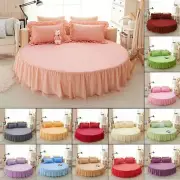 Luxury 100% Cotton Bed skirt Round Full Mattress Protector Fitted Sheet