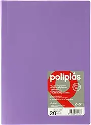 Grafoplas I Folder with Plastic Sleeves I 20 Transparent Sleeves I Size DIN A4 Lavender I Series Polyplas Opaque I Made in Spain I Flexible Covers I Large Storage Capacity