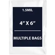 1.5Mil 4" X 6" | LDPE Clear Flat Poly Bags, Flexible & Durable | Multiple Bags