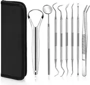 NINEMAX Dental Cleaning Tools 9 PCS - Stainless Steel Dental Hygiene Kit,Dental Tools，Dental Picks Oral Care set for Oral Care,Deep Cleaning, and tooth scraper