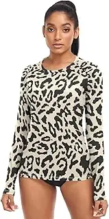 [RPLIFE] Leopard Print Retro Women's Long Sleeve Summer Shirt, XS-XL Rashguard Women