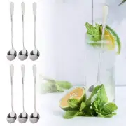 6 Pcs/set Mixing Spoon Coffee Stainless Steel Spoons Long Handle Iced Teaspoons