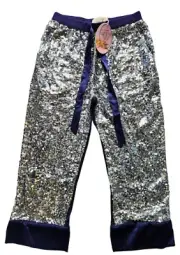PETER ALEXANDER Sequin Front 3/4 Pyjama Pant (XS, Silver/Navy)