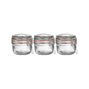 Argon Tableware Glass Storage Jars with Airtight Clip Lid - 125ml Set - Pack of 3