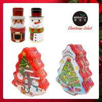 在飛比找Yahoo奇摩購物中心優惠-摩達客耶誕-聖誕老公公雪人聖誕樹造型糖果罐四入組擺飾-交換禮