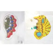 2 SEASHELL HAND PAINTED NEEDLEPOINT CANVAS LOT BM