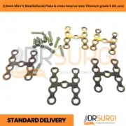 2.0mm Mini H Maxillofacial Plate & cross head screws Titanium grade 5 (51 pcs)