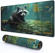 RMJKXQZG for MTG Playmat with Zones 27.5" x 15.74" with High Elastic Rubber Base Non-Slip Rubber Sole HD Printing for MTG Mat Magic Mat Card Playmat Magic Playmat Mouse Pad, A Raccoon Gold Coin