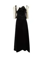 Vintage Black & White Silk Corset Skirt Set