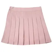 Women Girls School Pleated Skirt Summer High Waist Tartan Short Skirt - Pink