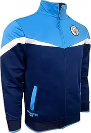 Boy's Manchester City Jacket With Zipper pockets, Licensed M. City Performance Track Jacket For Kids (YM), Blue, Medium