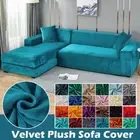 Velvet Sofa Cover Elastic Thick Corner 1/2/3/4 Seater Stretch Armchair Covers