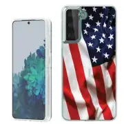 (USA Flag Waving)Rugged TPU phone case cover(Clear)for Samsung Galaxy S21+ Plus