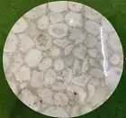 White Agate Dining Table Top Round Resin Sofa Center Table for Home Decor