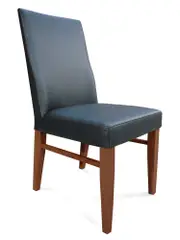 The Contour Mid Back Full Grain Leather Dining Chair BLACK Blackwood Leg