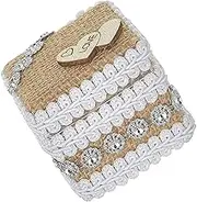 Zerodeko Rustic Engagement Ring Box with Jute Twine and Lace Elegant Velvet Jewelry Holder for Wedding Ceremony for Proposals and Versatile Celebrations